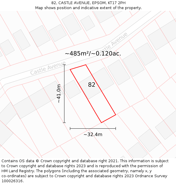 82, CASTLE AVENUE, EPSOM, KT17 2PH: Plot and title map