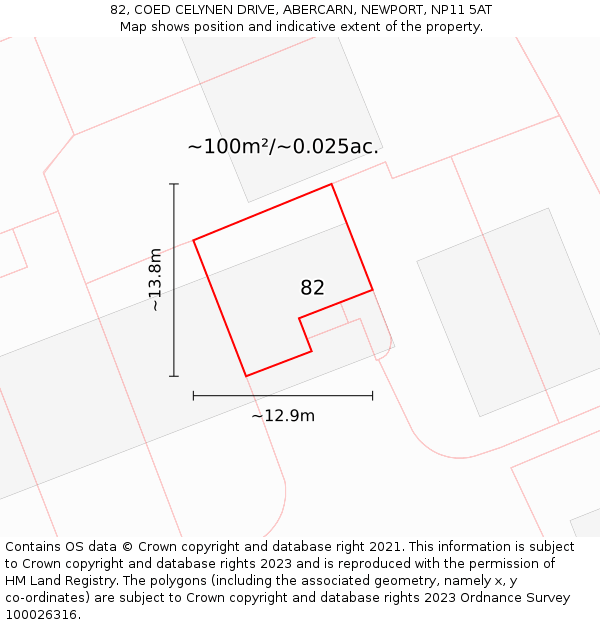 82, COED CELYNEN DRIVE, ABERCARN, NEWPORT, NP11 5AT: Plot and title map
