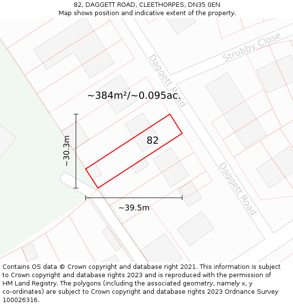 82, DAGGETT ROAD, CLEETHORPES, DN35 0EN: Plot and title map