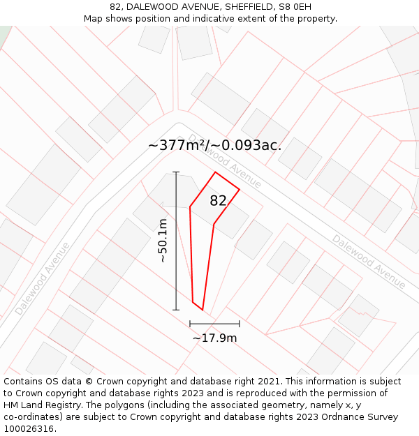 82, DALEWOOD AVENUE, SHEFFIELD, S8 0EH: Plot and title map