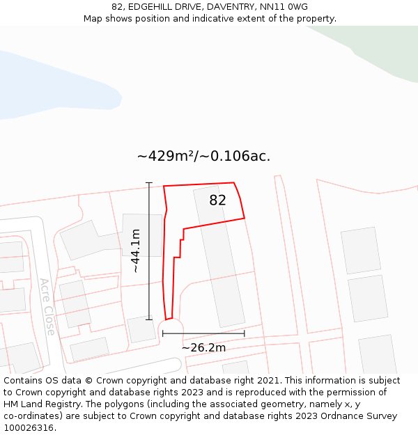 82, EDGEHILL DRIVE, DAVENTRY, NN11 0WG: Plot and title map