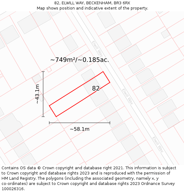 82, ELWILL WAY, BECKENHAM, BR3 6RX: Plot and title map