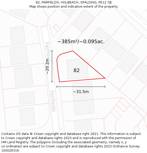 82, FAIRFIELDS, HOLBEACH, SPALDING, PE12 7JE: Plot and title map