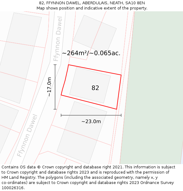 82, FFYNNON DAWEL, ABERDULAIS, NEATH, SA10 8EN: Plot and title map