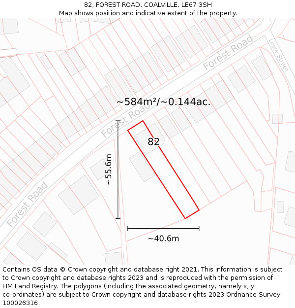 82, FOREST ROAD, COALVILLE, LE67 3SH: Plot and title map