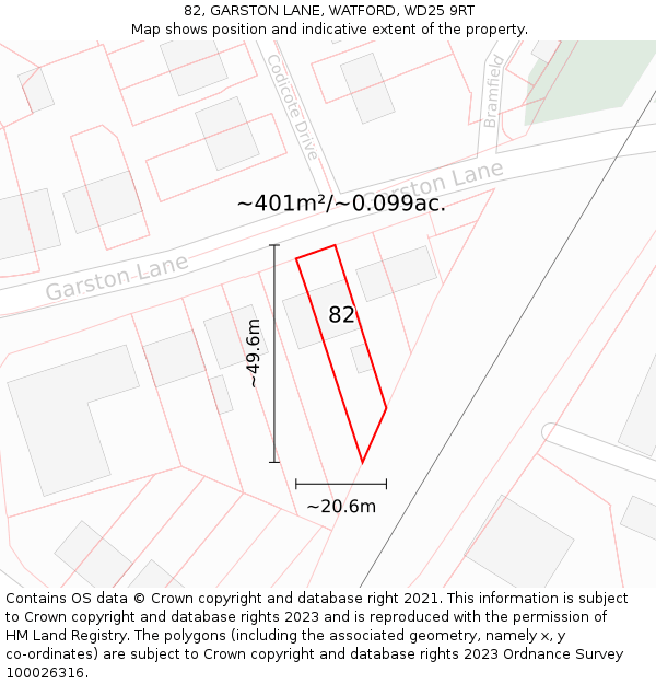 82, GARSTON LANE, WATFORD, WD25 9RT: Plot and title map