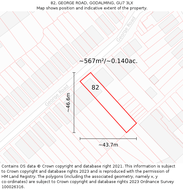 82, GEORGE ROAD, GODALMING, GU7 3LX: Plot and title map