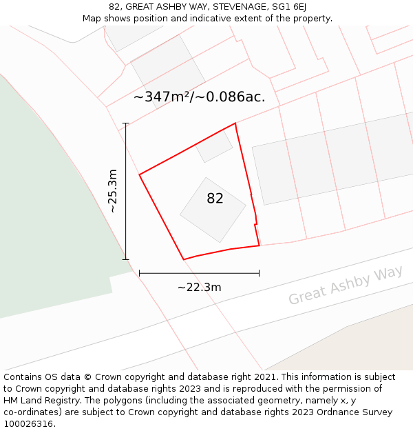 82, GREAT ASHBY WAY, STEVENAGE, SG1 6EJ: Plot and title map
