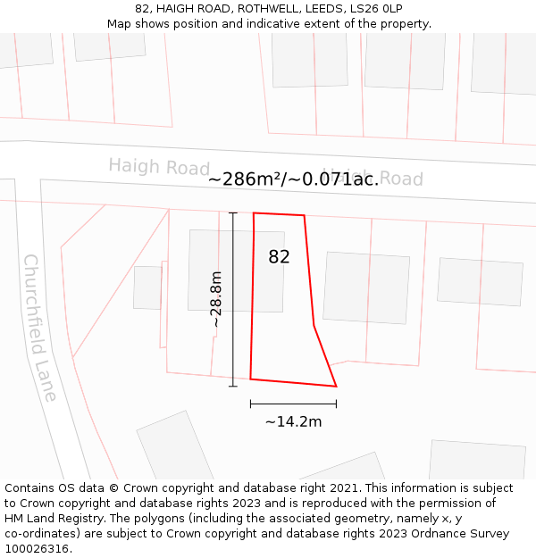 82, HAIGH ROAD, ROTHWELL, LEEDS, LS26 0LP: Plot and title map