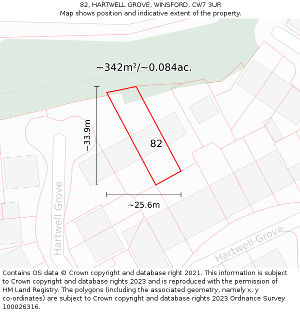 82, HARTWELL GROVE, WINSFORD, CW7 3UR: Plot and title map
