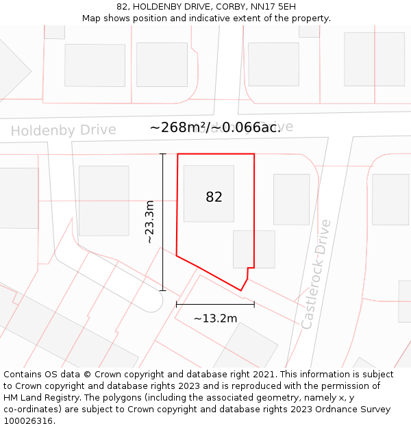 82, HOLDENBY DRIVE, CORBY, NN17 5EH: Plot and title map