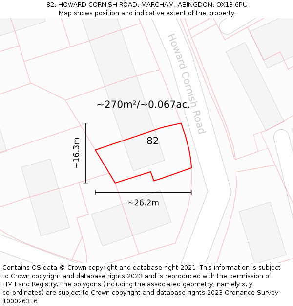 82, HOWARD CORNISH ROAD, MARCHAM, ABINGDON, OX13 6PU: Plot and title map