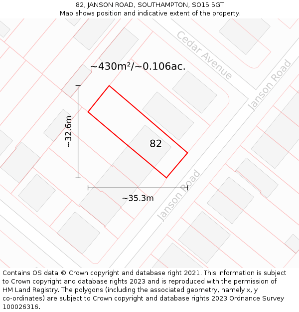 82, JANSON ROAD, SOUTHAMPTON, SO15 5GT: Plot and title map