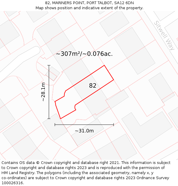 82, MARINERS POINT, PORT TALBOT, SA12 6DN: Plot and title map