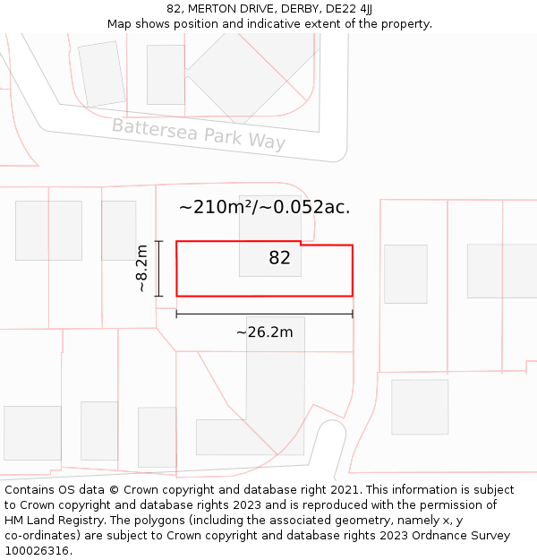 82, MERTON DRIVE, DERBY, DE22 4JJ: Plot and title map
