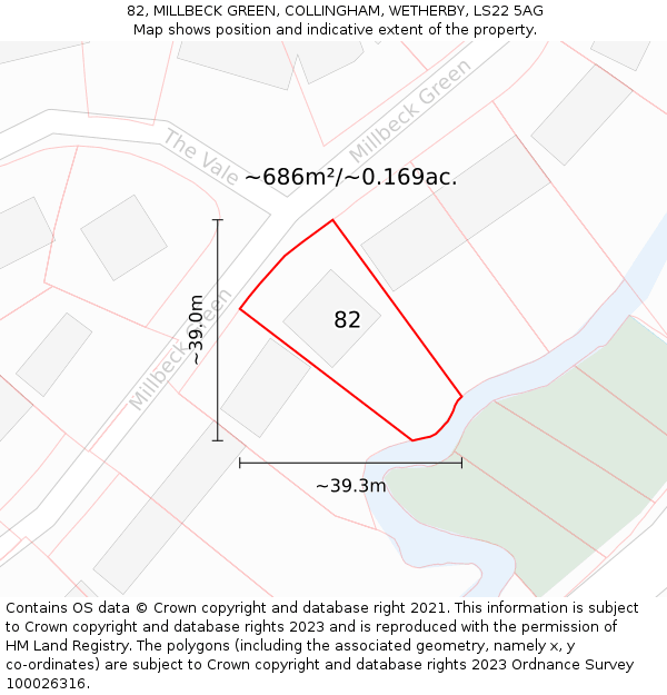 82, MILLBECK GREEN, COLLINGHAM, WETHERBY, LS22 5AG: Plot and title map