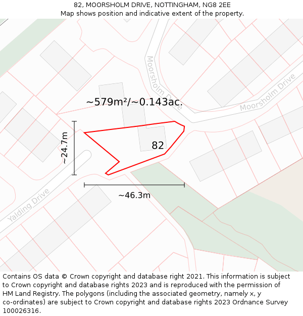 82, MOORSHOLM DRIVE, NOTTINGHAM, NG8 2EE: Plot and title map