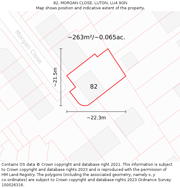 82, MORGAN CLOSE, LUTON, LU4 9GN: Plot and title map