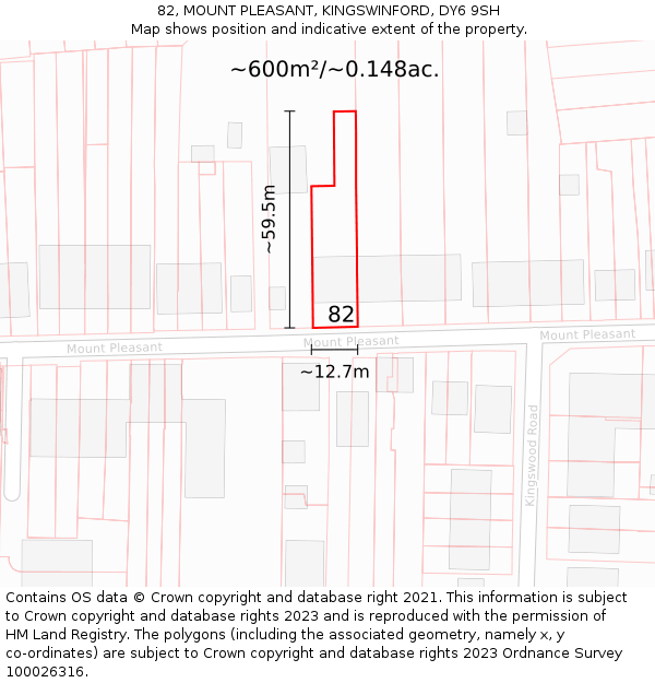 82, MOUNT PLEASANT, KINGSWINFORD, DY6 9SH: Plot and title map