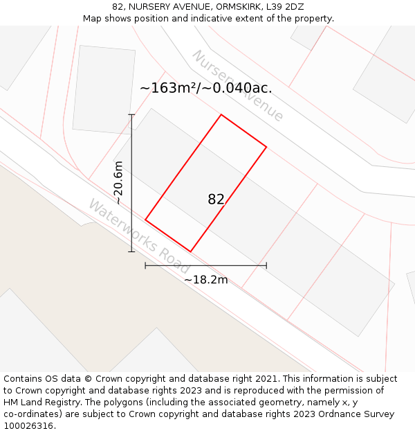 82, NURSERY AVENUE, ORMSKIRK, L39 2DZ: Plot and title map