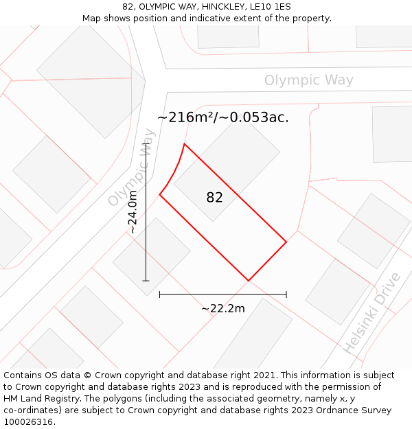 82, OLYMPIC WAY, HINCKLEY, LE10 1ES: Plot and title map