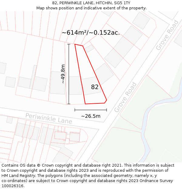 82, PERIWINKLE LANE, HITCHIN, SG5 1TY: Plot and title map