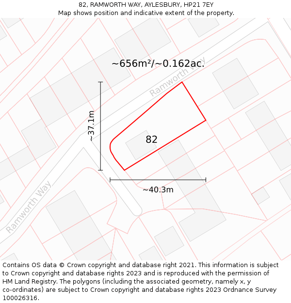 82, RAMWORTH WAY, AYLESBURY, HP21 7EY: Plot and title map