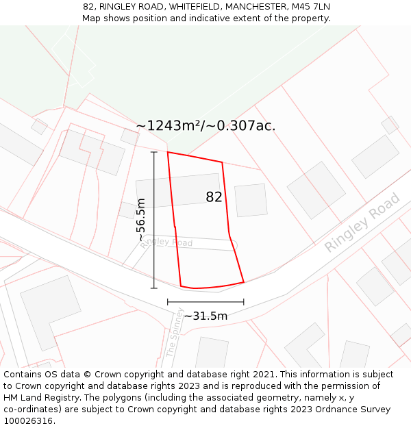 82, RINGLEY ROAD, WHITEFIELD, MANCHESTER, M45 7LN: Plot and title map
