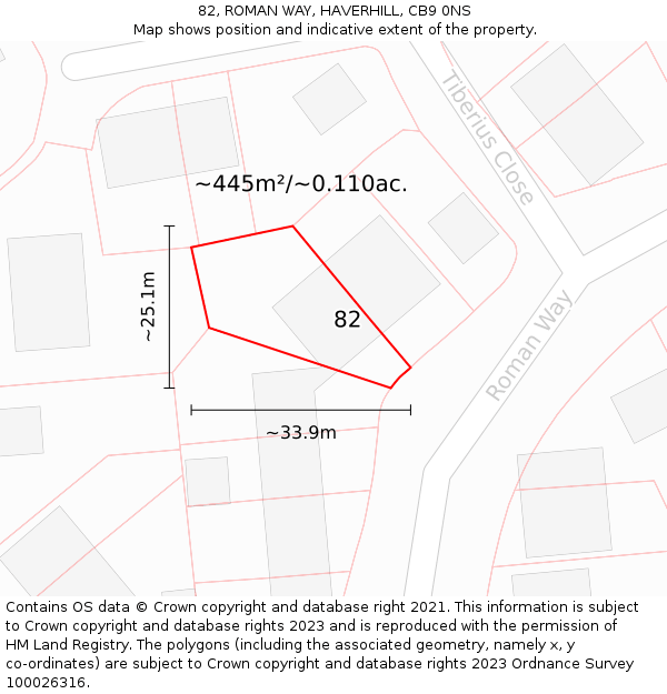 82, ROMAN WAY, HAVERHILL, CB9 0NS: Plot and title map