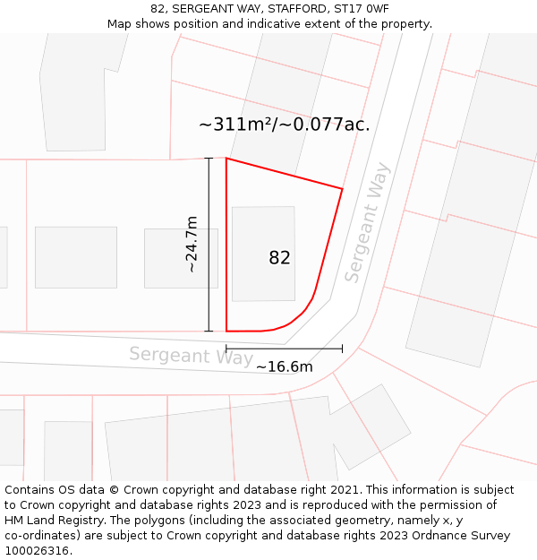 82, SERGEANT WAY, STAFFORD, ST17 0WF: Plot and title map