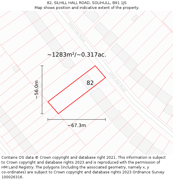 82, SILHILL HALL ROAD, SOLIHULL, B91 1JS: Plot and title map