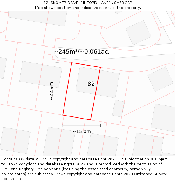 82, SKOMER DRIVE, MILFORD HAVEN, SA73 2RP: Plot and title map