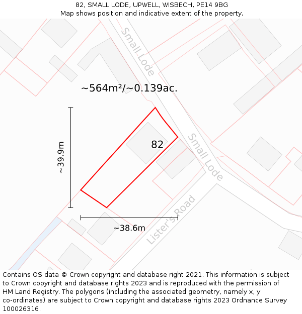 82, SMALL LODE, UPWELL, WISBECH, PE14 9BG: Plot and title map