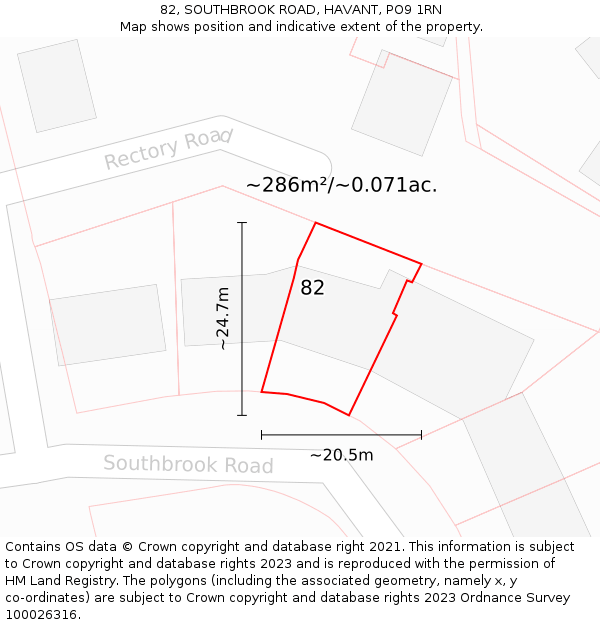 82, SOUTHBROOK ROAD, HAVANT, PO9 1RN: Plot and title map
