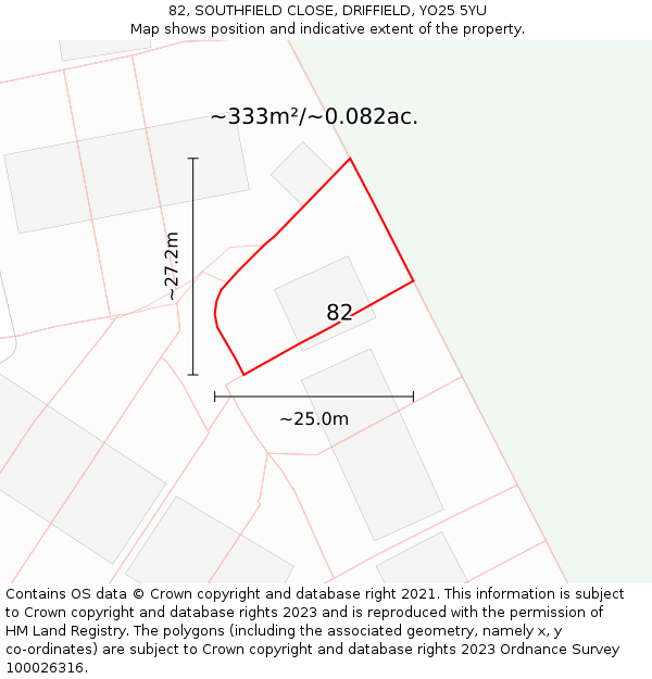 82, SOUTHFIELD CLOSE, DRIFFIELD, YO25 5YU: Plot and title map