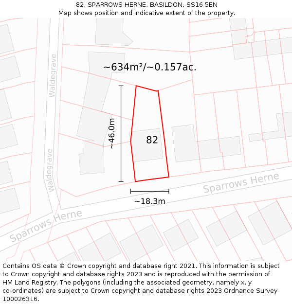 82, SPARROWS HERNE, BASILDON, SS16 5EN: Plot and title map