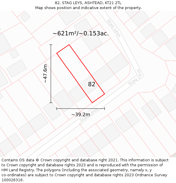 82, STAG LEYS, ASHTEAD, KT21 2TL: Plot and title map