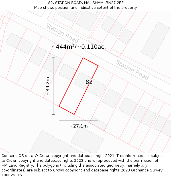 82, STATION ROAD, HAILSHAM, BN27 2EE: Plot and title map