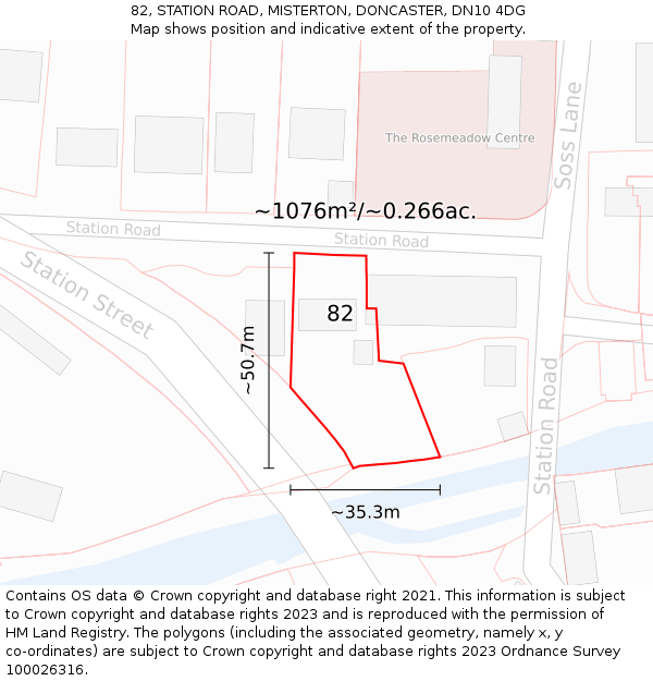 82, STATION ROAD, MISTERTON, DONCASTER, DN10 4DG: Plot and title map