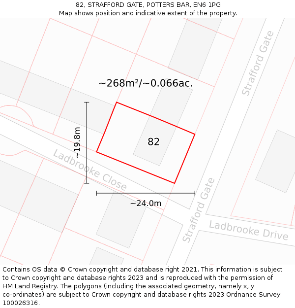 82, STRAFFORD GATE, POTTERS BAR, EN6 1PG: Plot and title map