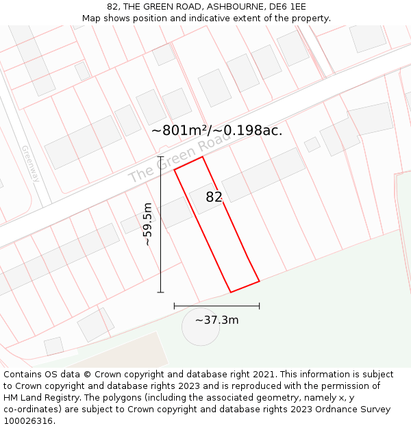 82, THE GREEN ROAD, ASHBOURNE, DE6 1EE: Plot and title map