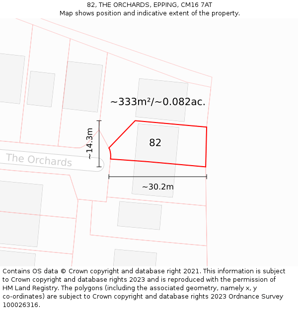 82, THE ORCHARDS, EPPING, CM16 7AT: Plot and title map