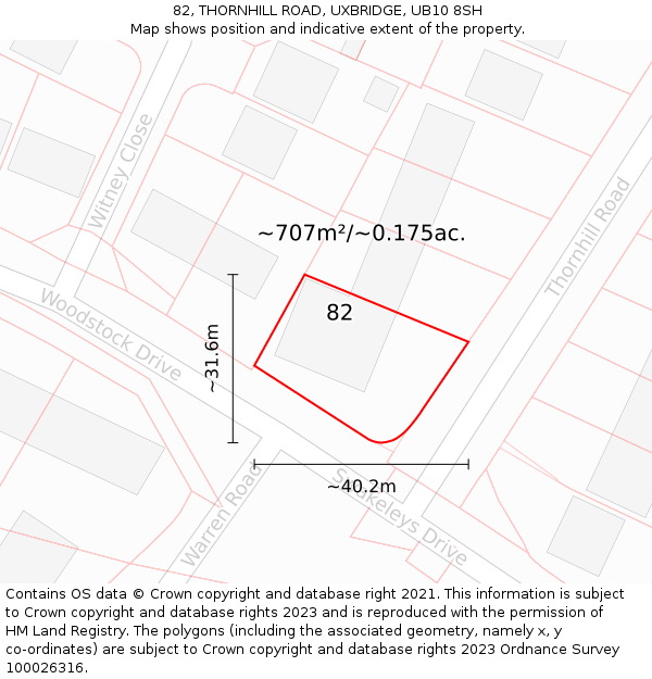 82, THORNHILL ROAD, UXBRIDGE, UB10 8SH: Plot and title map