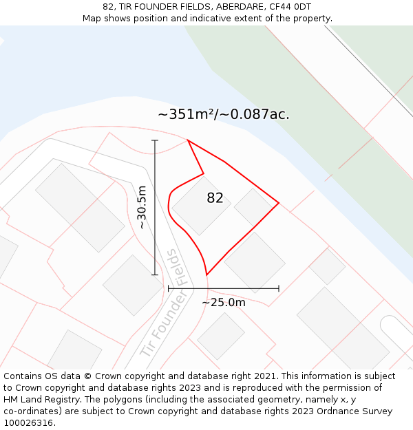 82, TIR FOUNDER FIELDS, ABERDARE, CF44 0DT: Plot and title map