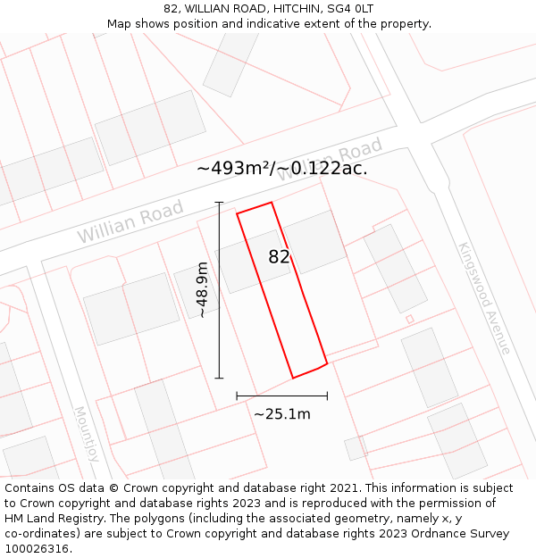 82, WILLIAN ROAD, HITCHIN, SG4 0LT: Plot and title map