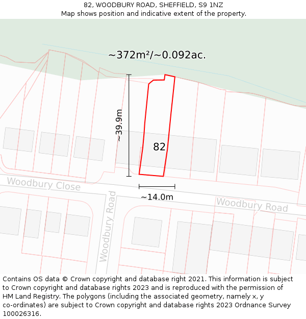 82, WOODBURY ROAD, SHEFFIELD, S9 1NZ: Plot and title map