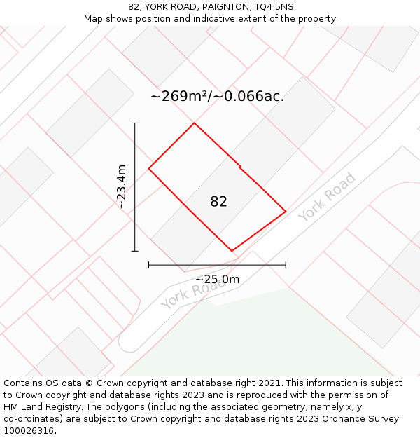 82, YORK ROAD, PAIGNTON, TQ4 5NS: Plot and title map
