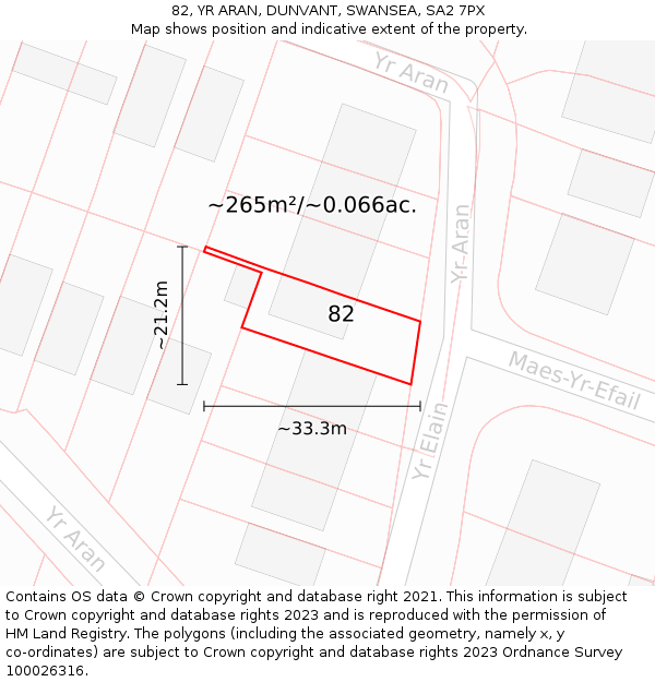 82, YR ARAN, DUNVANT, SWANSEA, SA2 7PX: Plot and title map