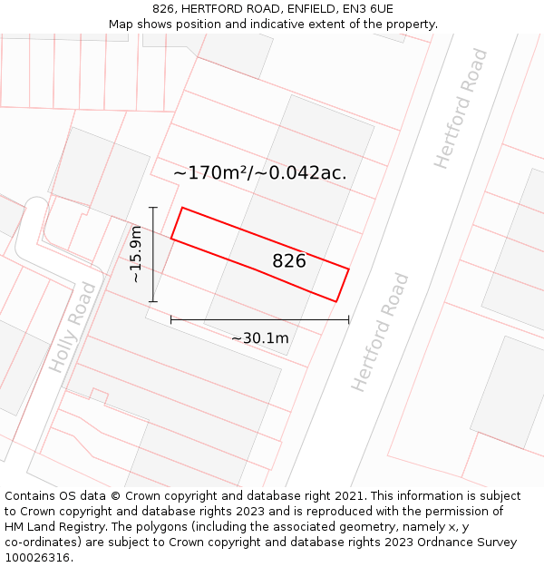 826, HERTFORD ROAD, ENFIELD, EN3 6UE: Plot and title map