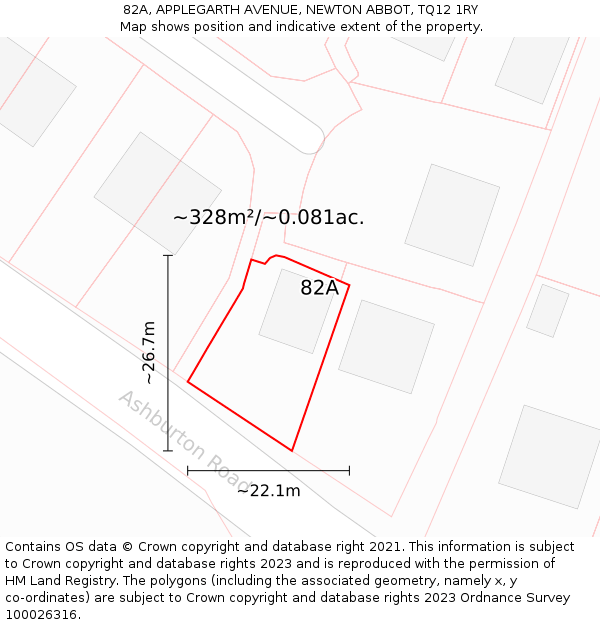 82A, APPLEGARTH AVENUE, NEWTON ABBOT, TQ12 1RY: Plot and title map